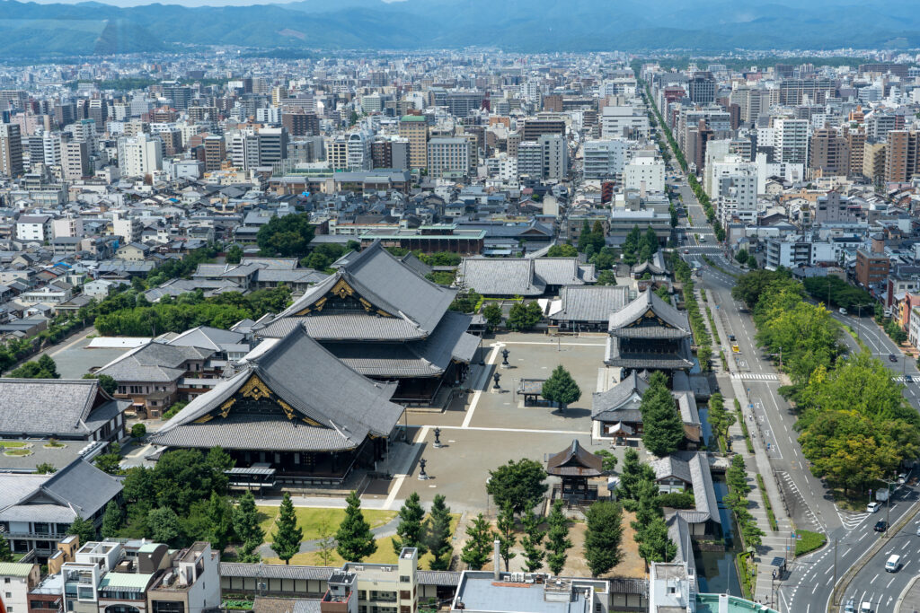 Higashi Honganji seen from Kyoto Tower