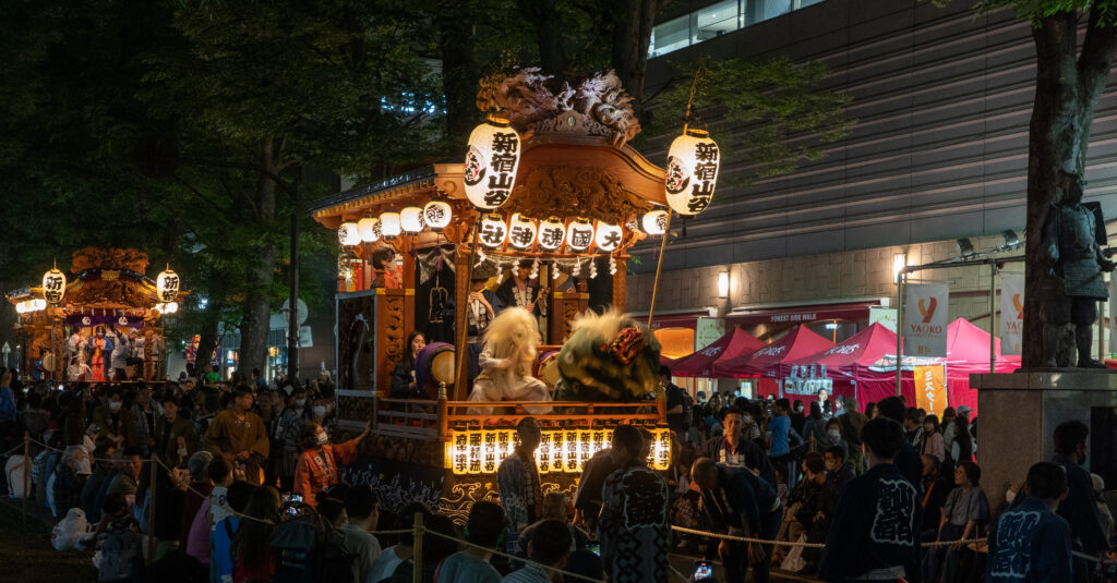 Kurayami Matsuri Festival Dashi Parade held at Okunitama Shrine