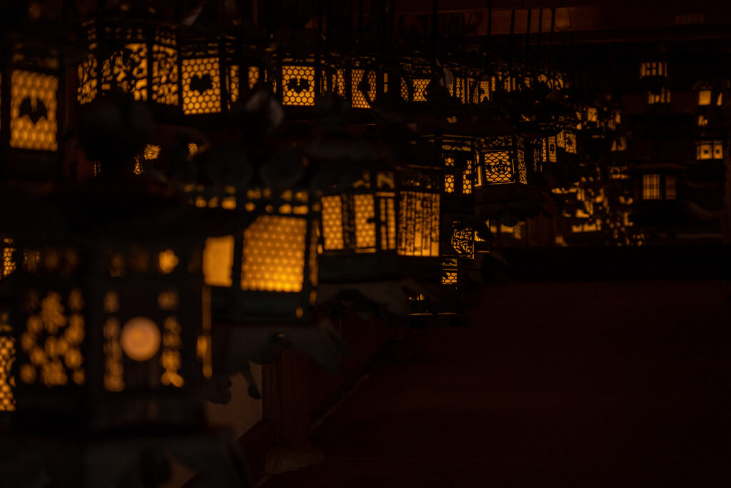 Lit Japanese Lanterns at Kasuga Taisha Shrine