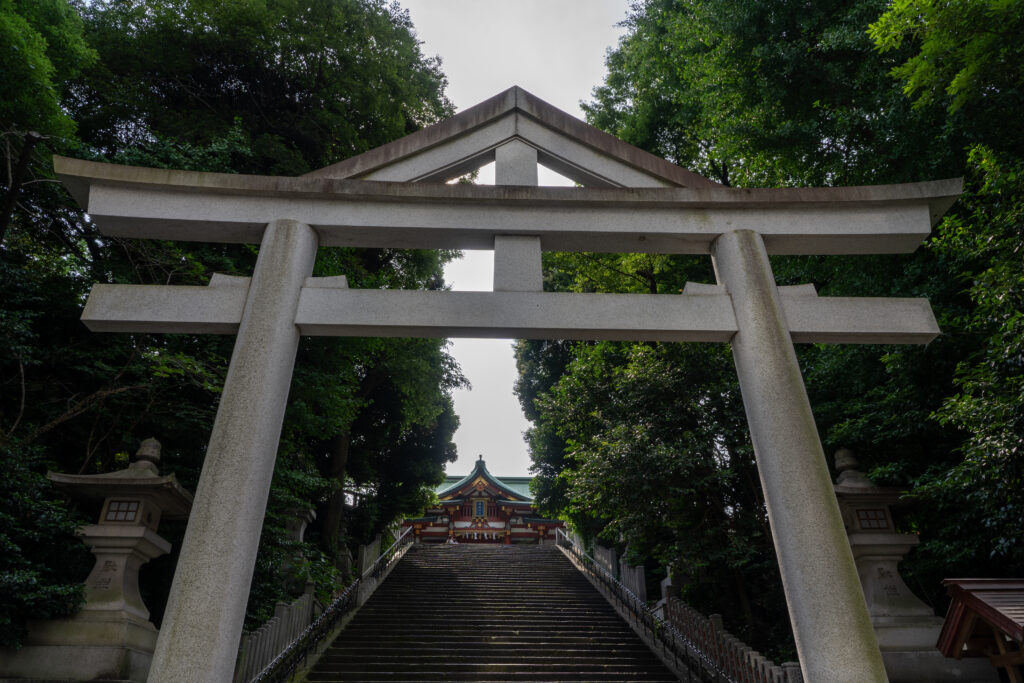 Torii gate on the front approach to Hie Shrine